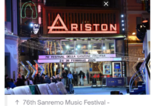 Il direttore artistico di Sanremo Carlo Conti alla conferenza stampa al Festival a Sanremo dà l’ordine di uscita dei cantanti nella prima serata